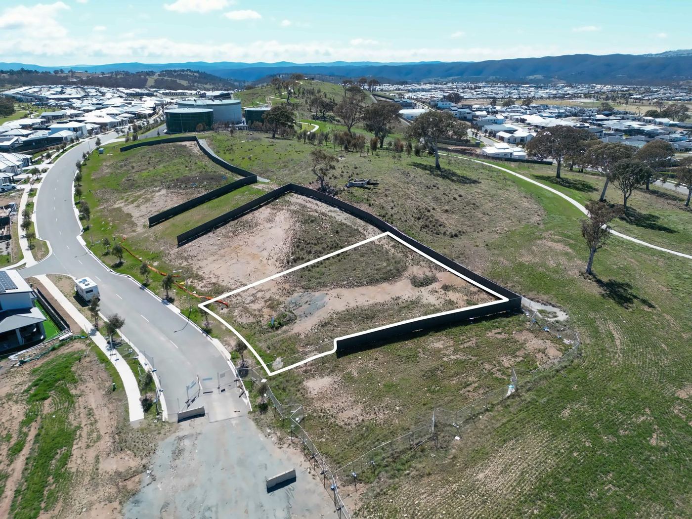 The same aerial with the property boundary drawn in white