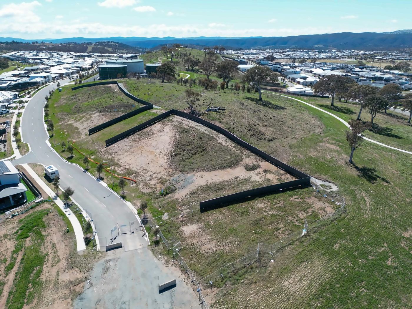 Aerial of a vacant land listing in Canberra without boundary lines